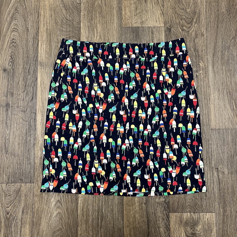 Talbots Size 16 Pencil Skirt Fishing Print With Zipper